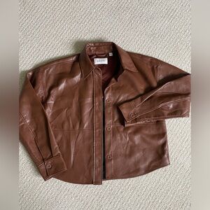 Aritzia Babaton Chestnut Faux Leather Jacket